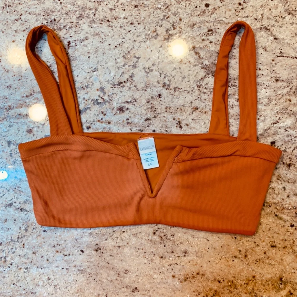 L* Space Lee Lee Ribbed Bikini Color AMBER Top and Bottom Size Large NWOT Beach - Picture 9 of 14